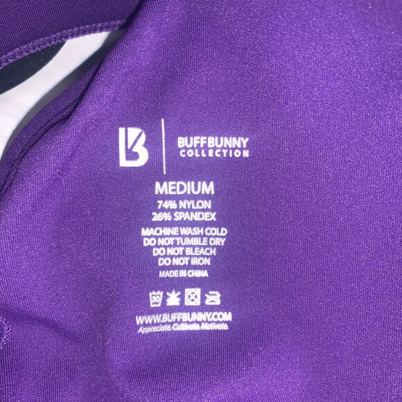 BUFFBUNNY Namastay Sports Bra. Medium. Purple and Black - Picture 10 of 12